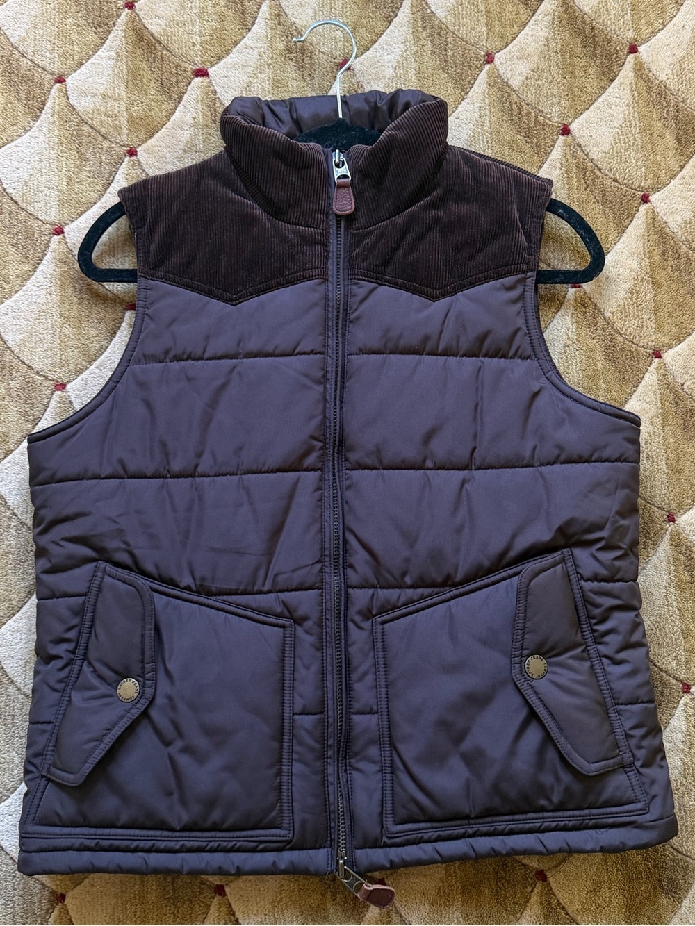 Ralph Lauren Brown Quilted Corduroy Yoke Puffer Vest